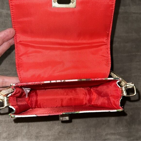 DISNEY Beauty & The Beast Rose Floral Gold Tone Faux Leather Mini Crossbody Bag - Picture 7 of 10